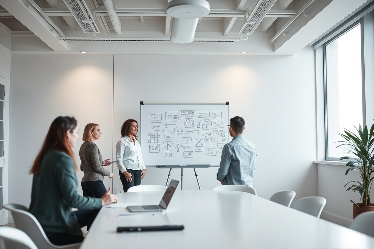 Strategischer Workshop mit Whiteboard und Analyse